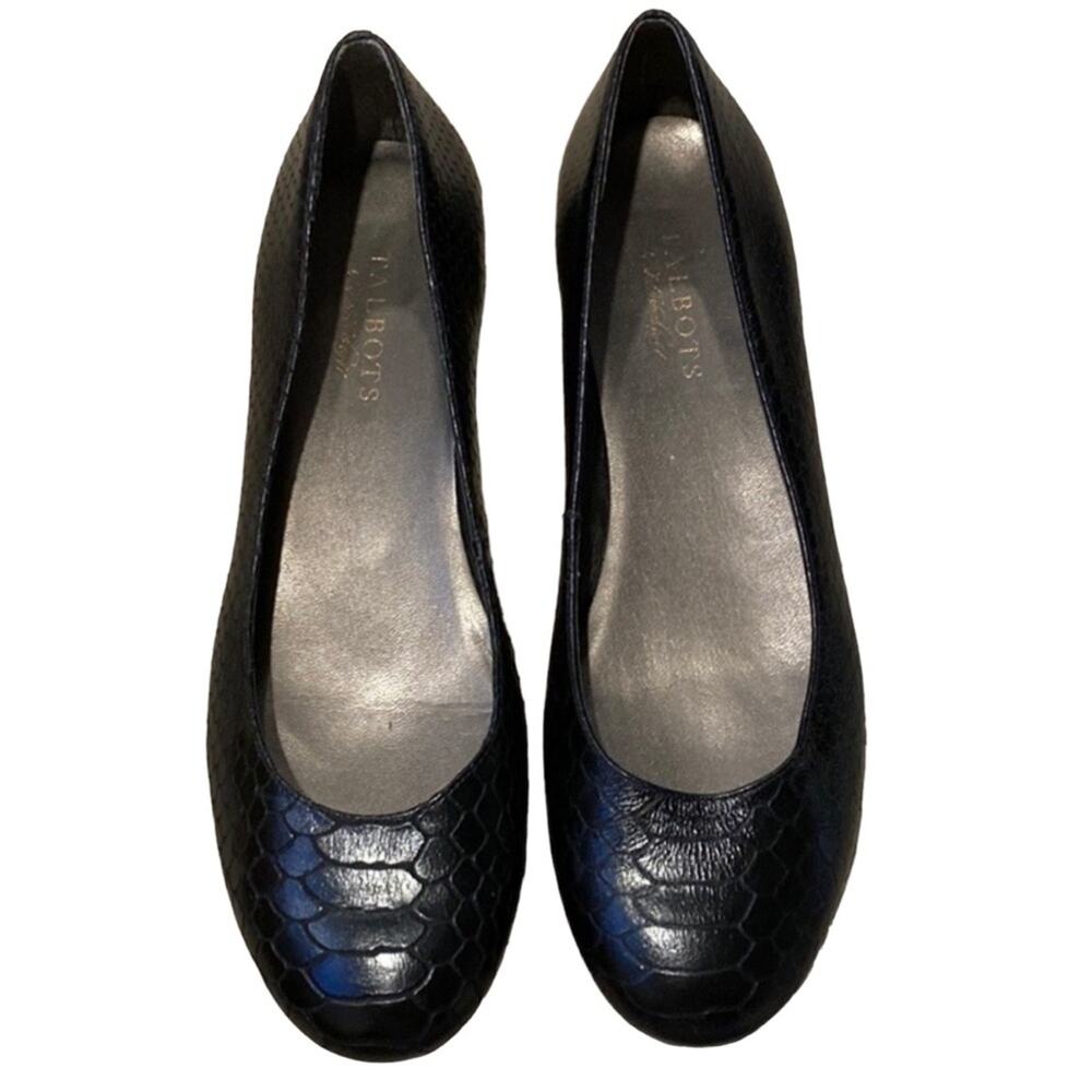 TALBOTS Ballet Flats 9 Narrow Classic Minimalist Leather Retro AA Croc 9N Work